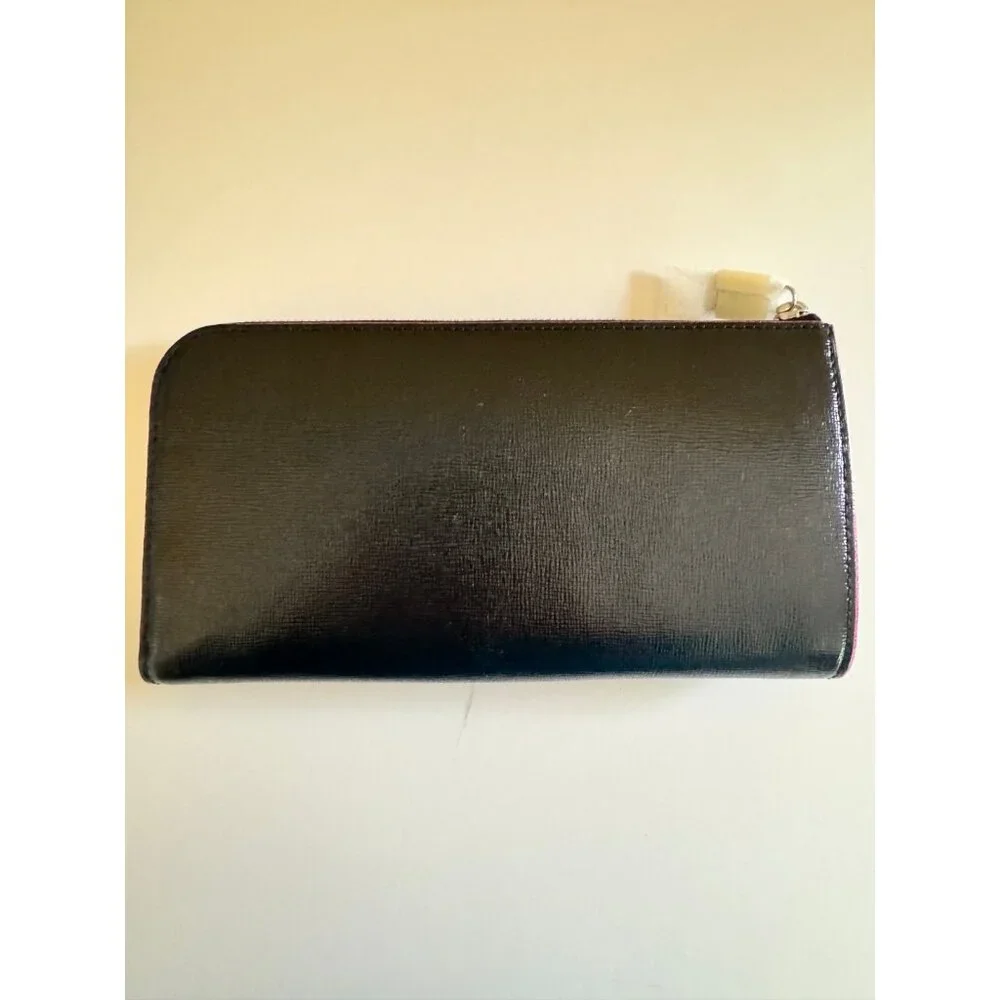 KATE SPADE NY Devin glitter edge leather women's zip around large wallet - Black